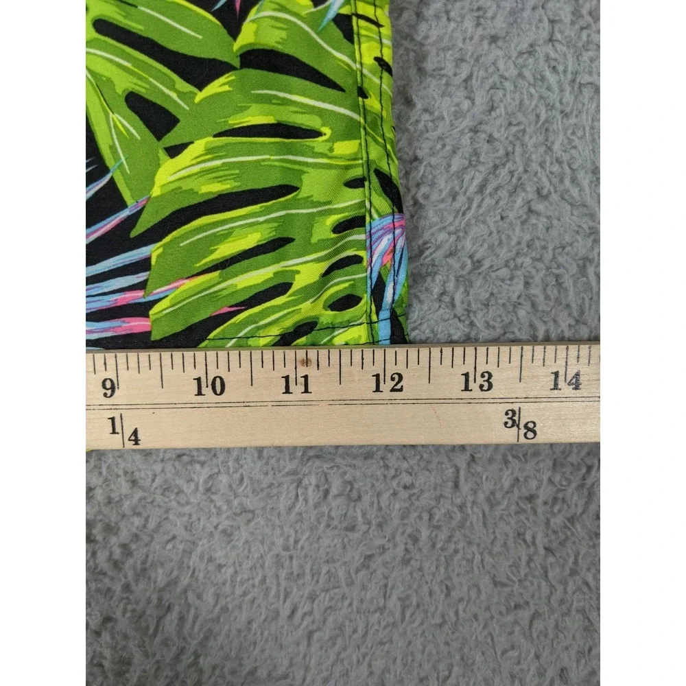 Faded Glory Swim Board Shorts Mens Medium Black Green Tropical Surfer Y2K Skater